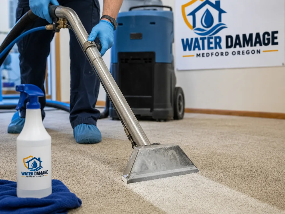 Carpet cleaning wand extracting water with visible clean path lines
