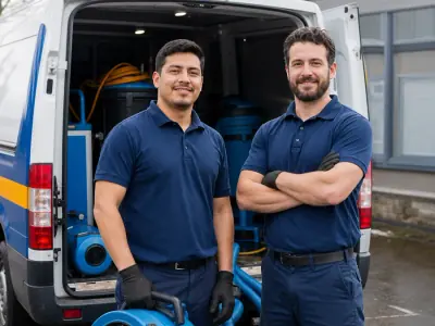Water damage service team prepared for a property assessment